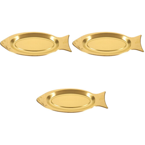 3Pièces Plats Dorés En Forme De Poisson Résistants Micro-Ondes 2