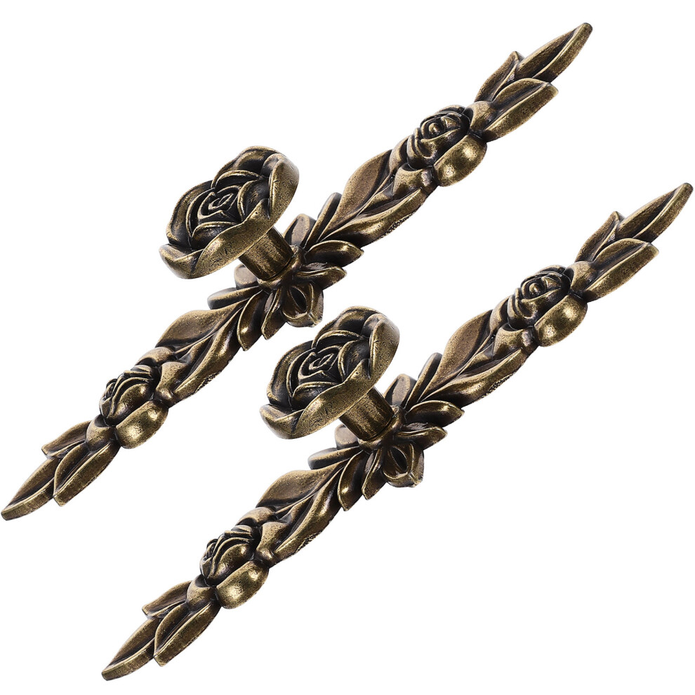 6Pcs Zinc Alloy Vintage Rose Cabinet Knobs Drawer Pulls For Kitchen 3631600331576