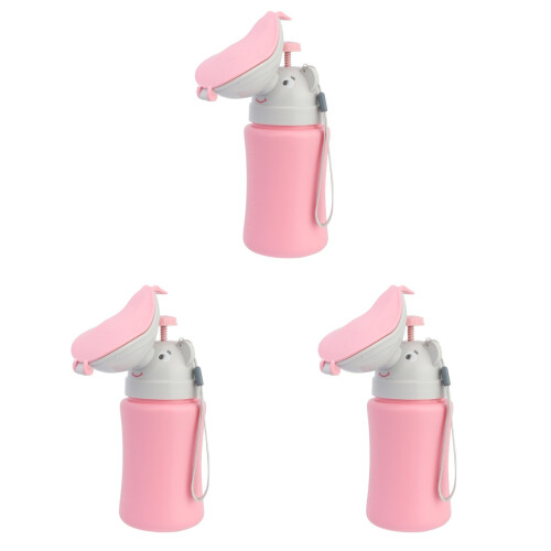 3Pièces Bouteille Urinal Rose Portable 1