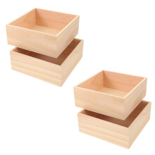 4Pcs Decorative Wooden Storage Crates Rustic Organizer for Home