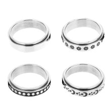 28Pcs Titanium Steel Fidget Rings Silver Rotatable Unisex Fashion
