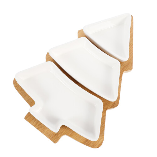 5Pcs Christmas Tree Shaped & White Ceramic Snack Dish 1