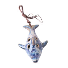 Colorful Fish Shaped 6 Hole Ceramic Ocarina Flute for Beginners with Clear Pitch and Safety String