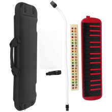 32 Key Red Melodica Keyboard with Ergonomic Layout and Carry Bag for Beginner Practice