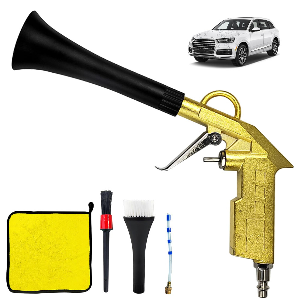 Car Detailing Air Gun With Brush And Nozzle, Ergonomic Grip, Durable Aluminum Car Cleaning Tool 9070919802966