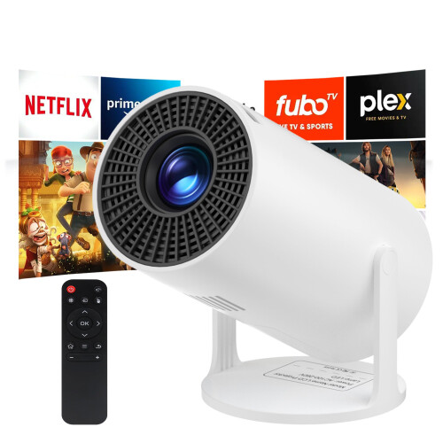 Mini Projector with Android 11, 4K Support, WiFi 6, Bluetooth 5.2, 180 Rotation, Auto Keystone