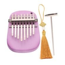 Kalimba Thumb Piano 8 Key Mini Wooden Pocket Size Beginner Instrument with Purple Oval Design