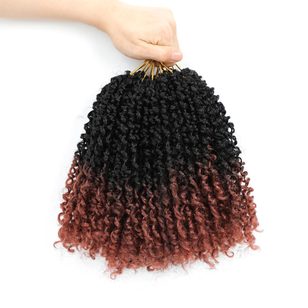 Unisex Twist Crochet Hair 8 Inch Prelooped Bohemian Passion Twists 8 Packs Fluffy Mini Braids (1B/350)