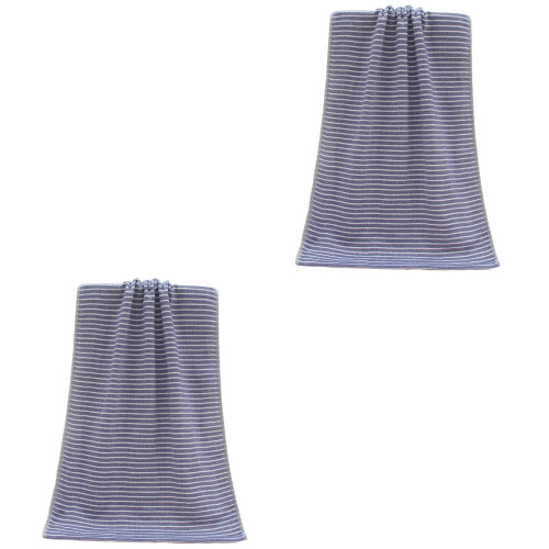 2Pièces Serviettes En Coton Bleu Pour Bain Usage Familial 2