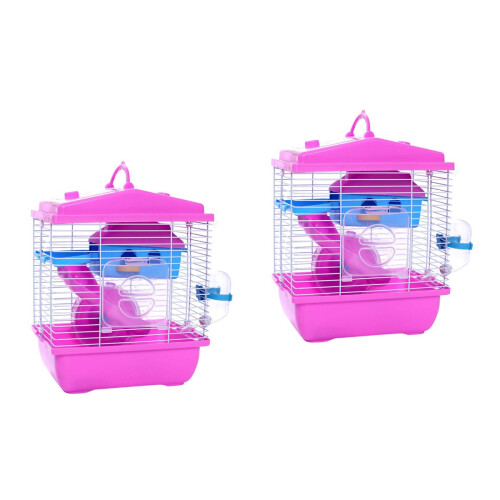 2Pièces Habitat Hamster Rose Multifonction En Sécurisé 2