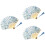 3Pièces Éventail Décoratif Bleu Coton Manche Bambou Durable 6