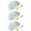 3Pièces Éventail Décoratif Bleu Coton Manche Bambou Durable 8
