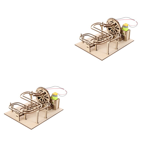 2Ensembles Puzzle Mécanique Bois 3D Course De Billes Marron Clair 2