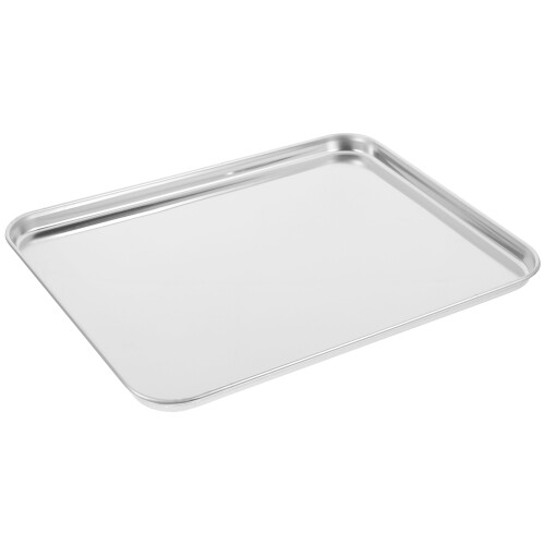 2Pcs Stainless Steel Sheet Pans for Baking Large Silver Barbecue Tray 1