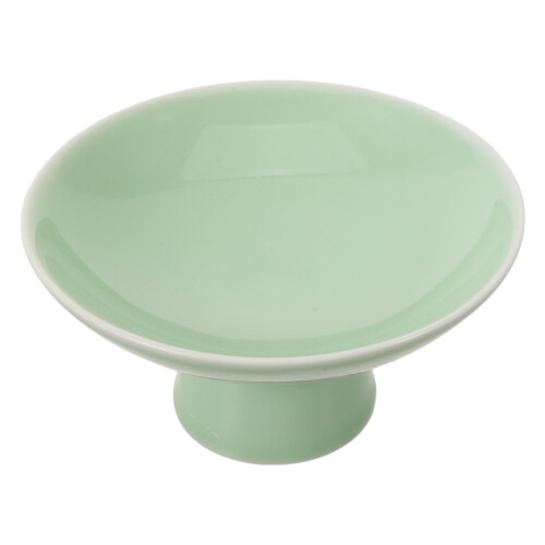 5Pcs Ceramic Footed Serving Plate Green Porcelain Snack Display Tray