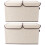 2Pcs Stackable Wardrobe Storage Box Khaki with Handles and Double Lids 5