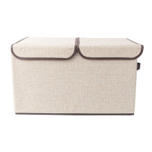 2Pcs Stackable Wardrobe Storage Box Khaki with Handles and Double Lids