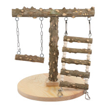 3Pcs Coffee Wood Parrot Climbing Ladder and Play Stand for Birds