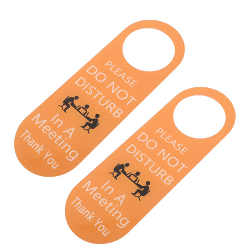 6Pcs Acrylic Office Door Status Signs Double Sided Orange Hanging Tags 1