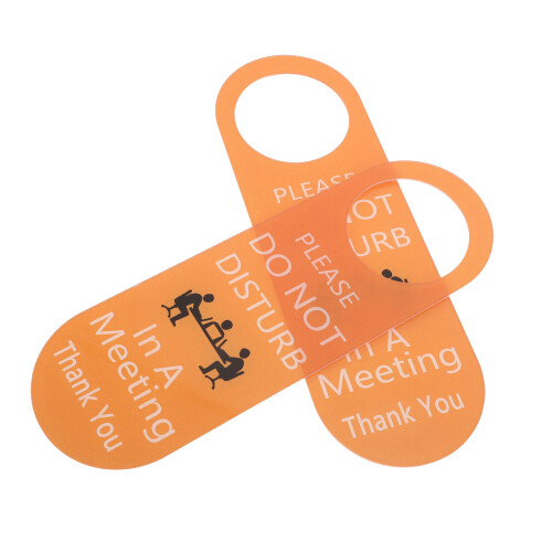 6Pcs Acrylic Office Door Status Signs Double Sided Orange Hanging Tags 2