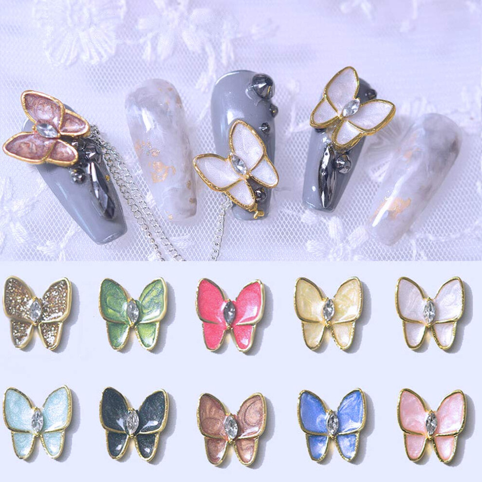 20Pcs Colorful 3D Butterfly Nail Art Studs Rhinestone Charms for DIY Manicure Decorations