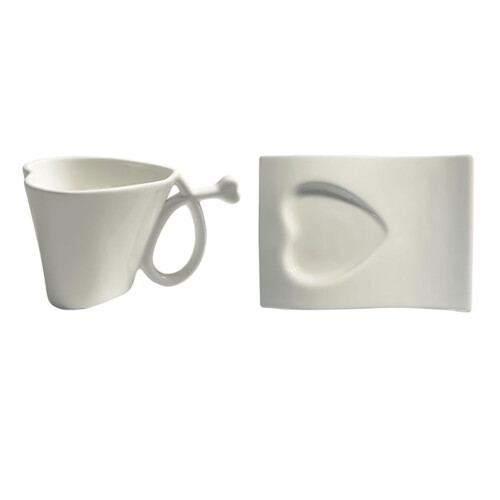 3Sets Smooth White Ceramic Coffee and Tea Cup with Saucer Set