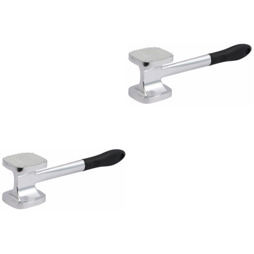 2Pcs Kitchen Steak Hammer Silver Meat Tenderizer Mallet 2