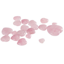 5Pcs Pink Heart Shaped Rose Quartz Stones Smooth Crystal Gems