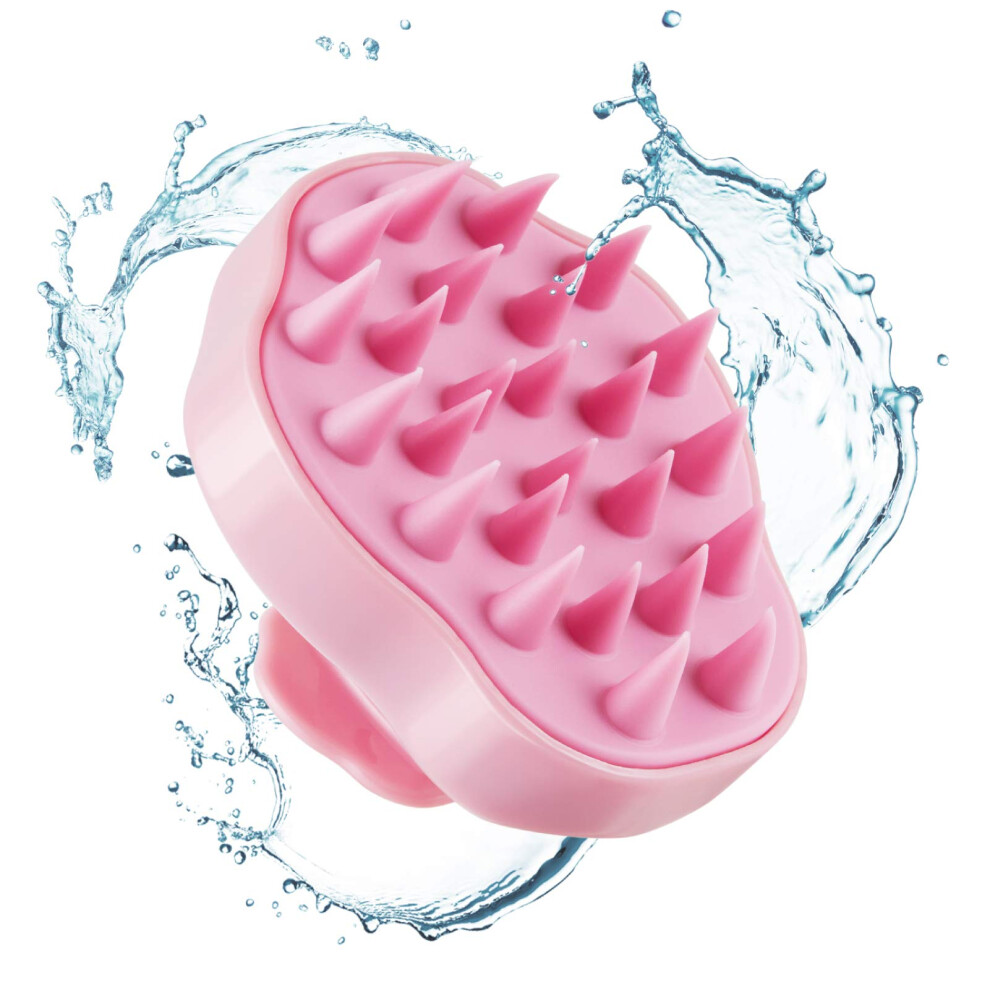 Pink Silicone Scalp Massager Shampoo Brush For Deep Cleaning And Dandruff Removal