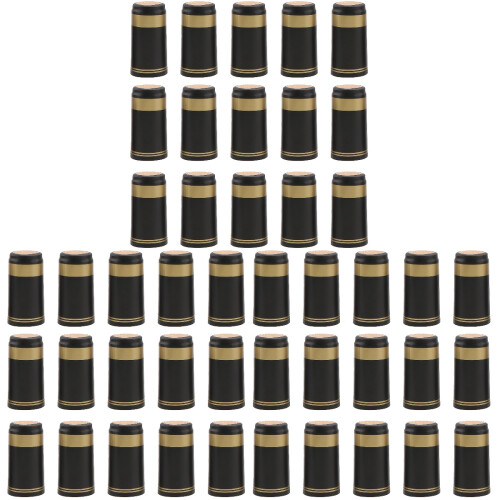 300Pièces Capsules De Vin Thermorétractables Noires Bord 1