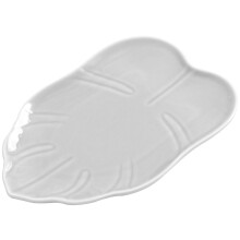3Pcs Ceramic Leaf Shaped Plates White Dessert Serving Appetizer Dish