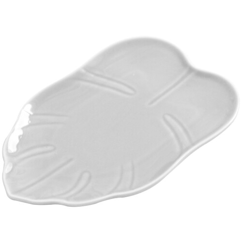 3Pcs Ceramic Leaf Shaped Plates White Dessert Serving Appetizer Dish