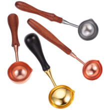 4Pièces Cuillères Bois Métal Pour Cire Sceau