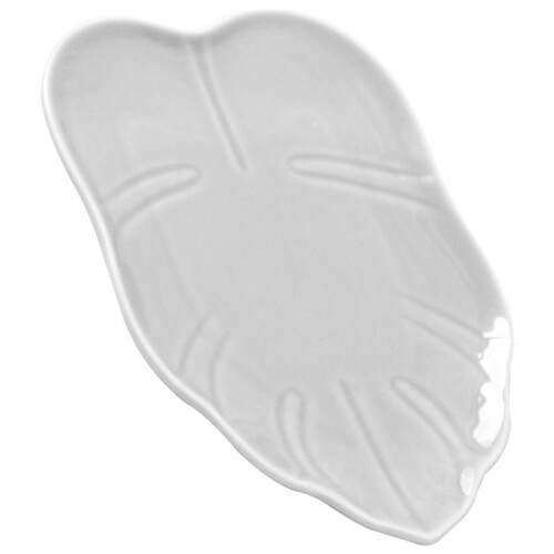 3Pcs Ceramic Leaf Shaped Plates White Dessert Serving Appetizer Dish 1