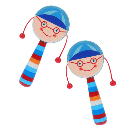 6Pièces Hochet Bois Bébé Portable Jouet Musical