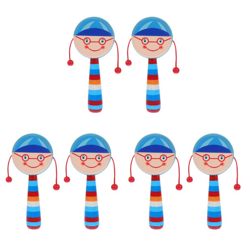 6Pièces Hochet Bois Bébé Portable Jouet Musical 1