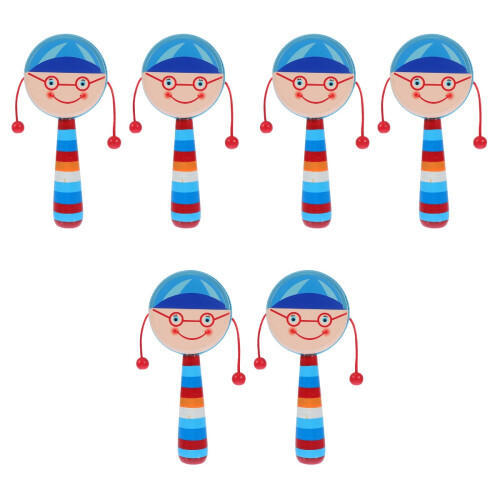 6Pièces Hochet Bois Bébé Portable Jouet Musical 2