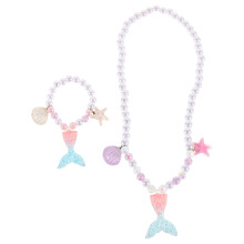 1 Set Girls Mermaid Imitation Pearl Jewelry Set With Shell Accessories