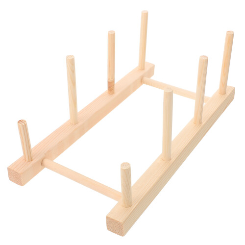 2Pcs Space-Saving Wooden Thread Rack for Spools Storage in Brown 1
