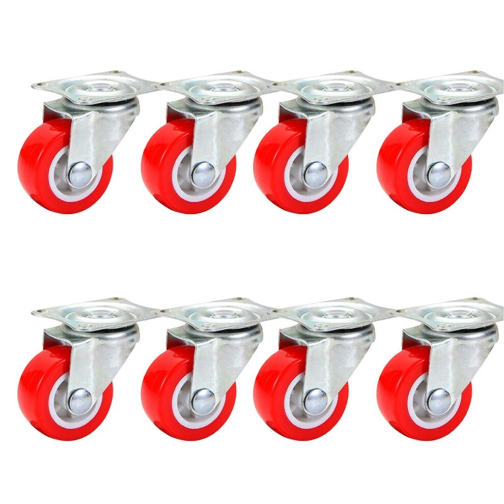 1.5 Inch Red Pvc Caster Wheels 8Pcs, 360 Swivel Casters For Furniture, Trolley And Workbench 9099447378002