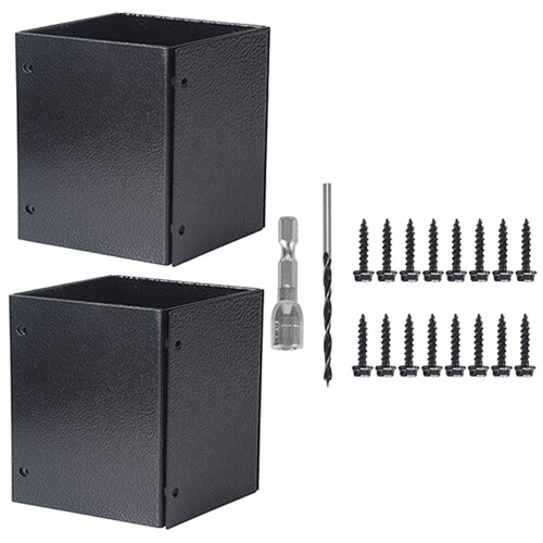 4Sets Solid Black Stainless Steel Post Protector for Mailbox & Deck 1