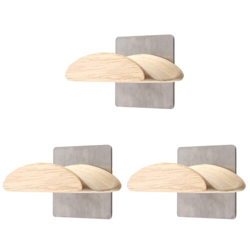 3Pièces Rangement Casque Bois Coloré Support Mural Stable Élégant 1
