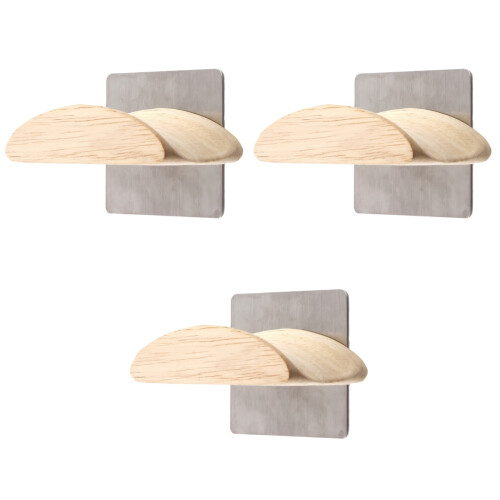 3Pièces Rangement Casque Bois Coloré Support Mural Stable Élégant 2