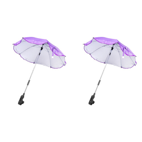 2Pièces Ombrelle Poussette Bébé Violet Usage Extérieur Design Simple 1