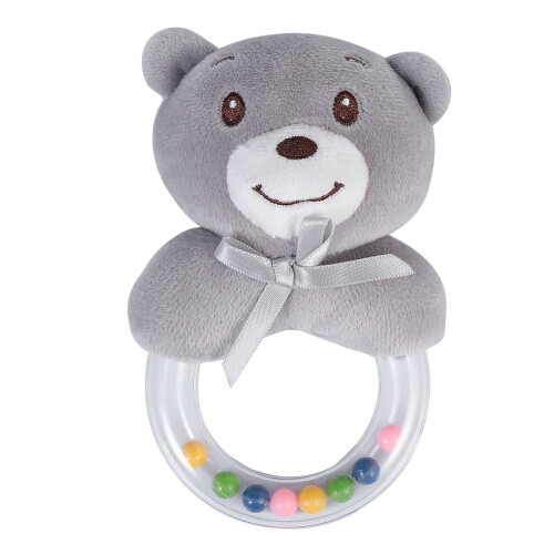2Pièces Jouet Hochet Bébé Anneau Gris Ours Durable Stimulation