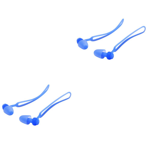 2Paires Bouchons D'oreille En Silicone Avec Cordon Fixé 2