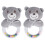 2Pièces Jouet Hochet Bébé Anneau Gris Ours Durable Stimulation 2