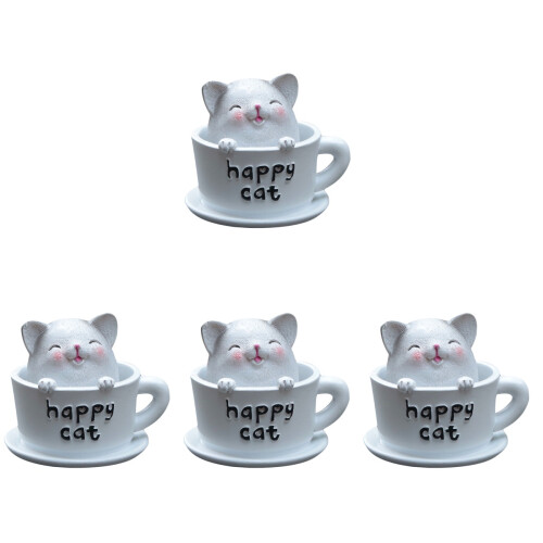 4Pièces Décorations Chats Adorables En Résine Pour Table Maison 1