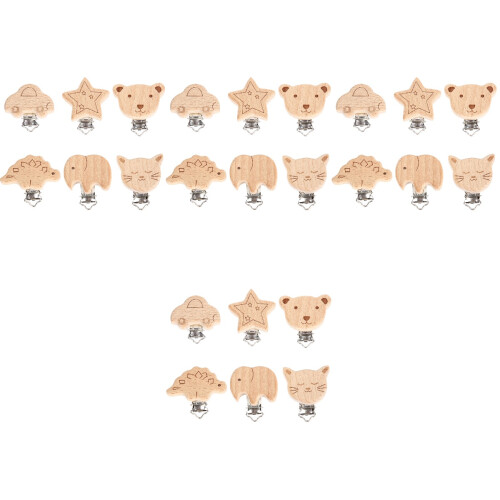 24Pièces Clips De Bois Motifs Animaux Multi Bébé 2