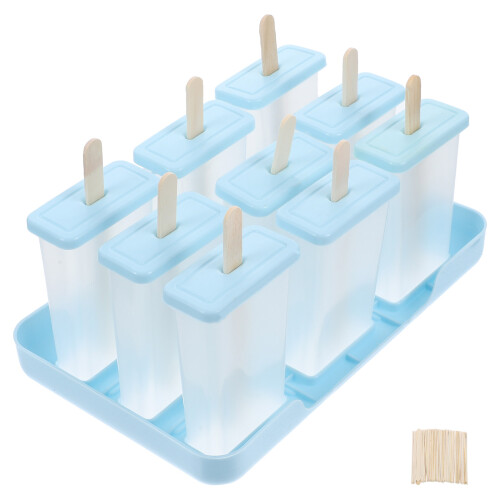 2Sets Reusable Ice Cream Makers Sky-Blue PP Plastic Mold for Home DIY